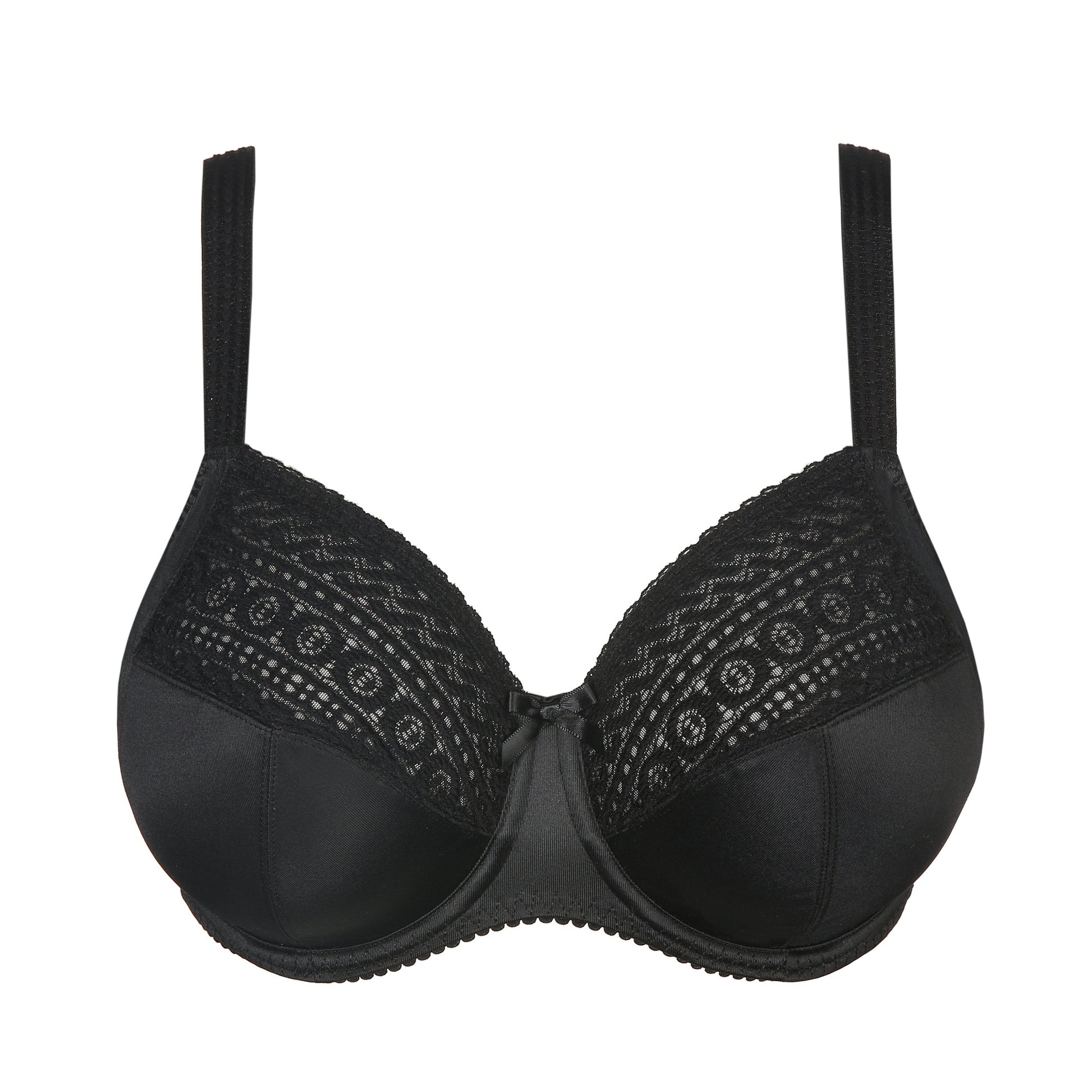 Front view of the DD+ full support and coverage Montara Full Cup Bra in Black by Primadonna.