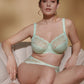 Front view of a woman wearing the DD+ Madison Full Cup Bra in Duck Egg paired with the matching Full Brief panty by PrimaDonna.