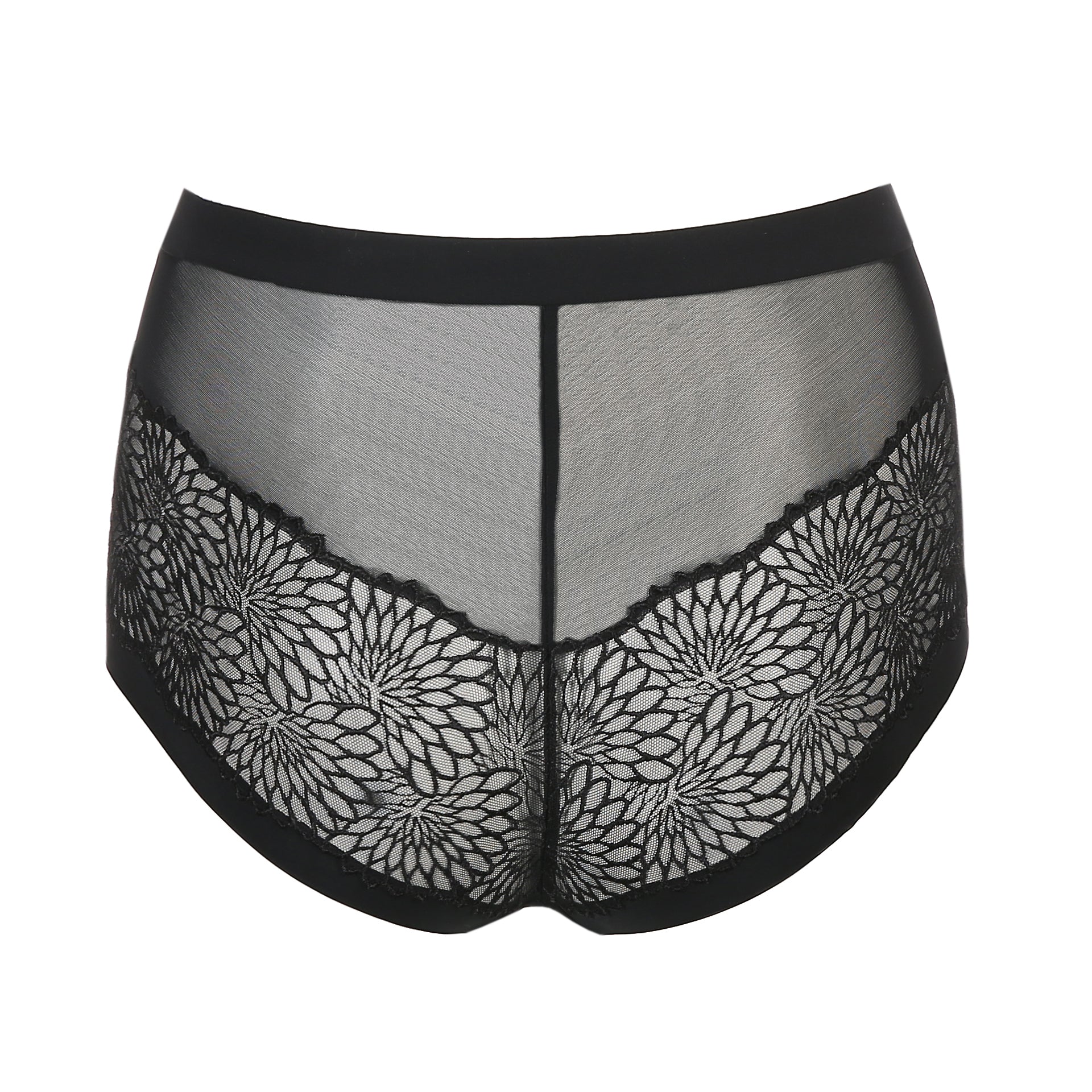 Back view of the Sophora high-waisted cheeky panty in Black by PrimaDonna.