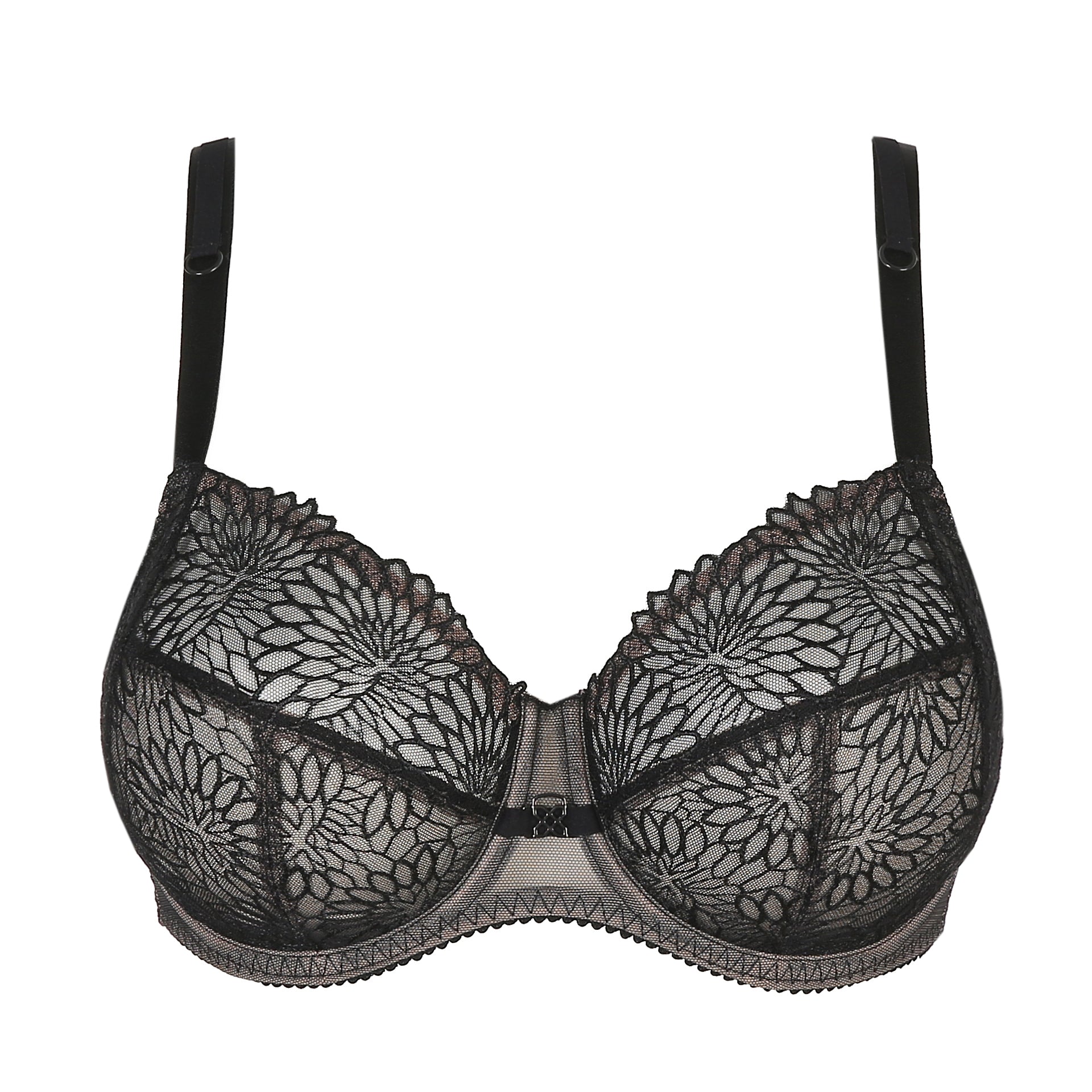 DD+ Sophora Full Cup Bra with decorative straps removed in Black by PrimaDonna.