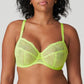 Front view of a woman wearing the DD+ Sophora Full Cup Bra with decorative straps removed in Lime Crush by PrimaDonna.