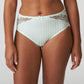 Front view of a woman wearing the Madison Full Brief panty with lace in Duck Egg by PrimaDonna.