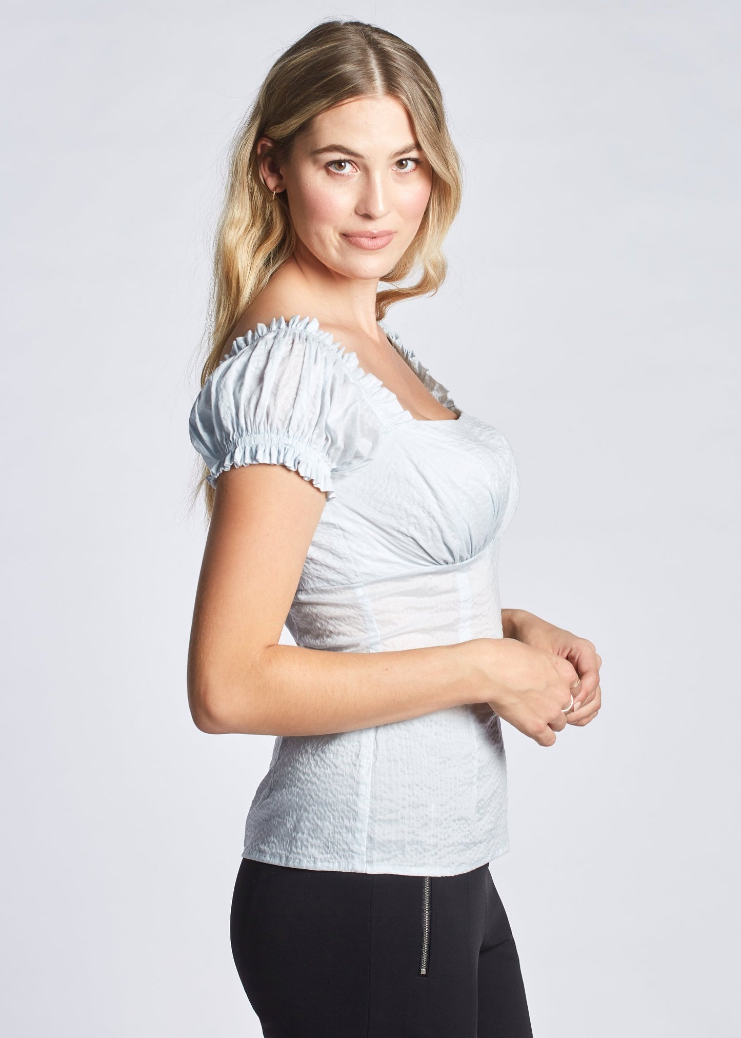 Haley blouse side view.