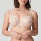 Front view of a woman wearing a supportive full cup underwire bra for large breasts in caffe latte by PrimaDanna.
