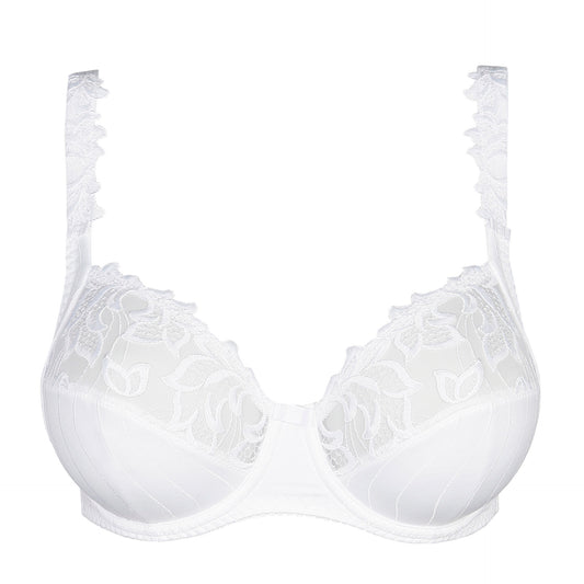Supportive bra for large breasts, Deauville full cup underwire bra in white by PrimaDanna.