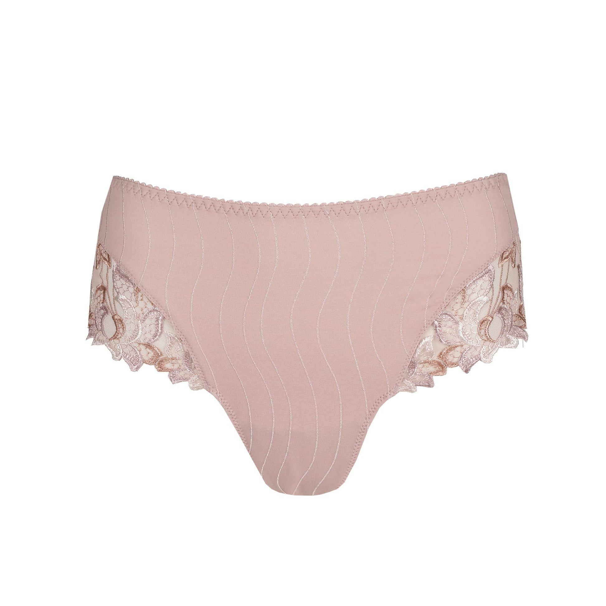 Deauville Luxury Thong with elegant lace in Vintage Pink by Primadonna.