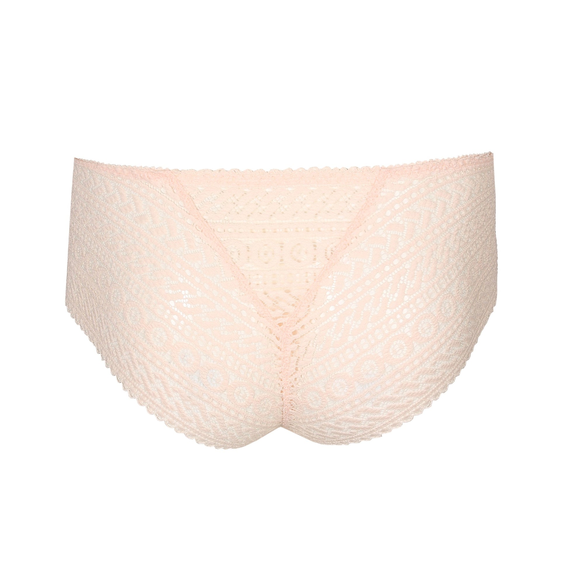 Back view of the Montara Luxury Thong with all over lace design in Crystal Pink by PrimaDonna.
