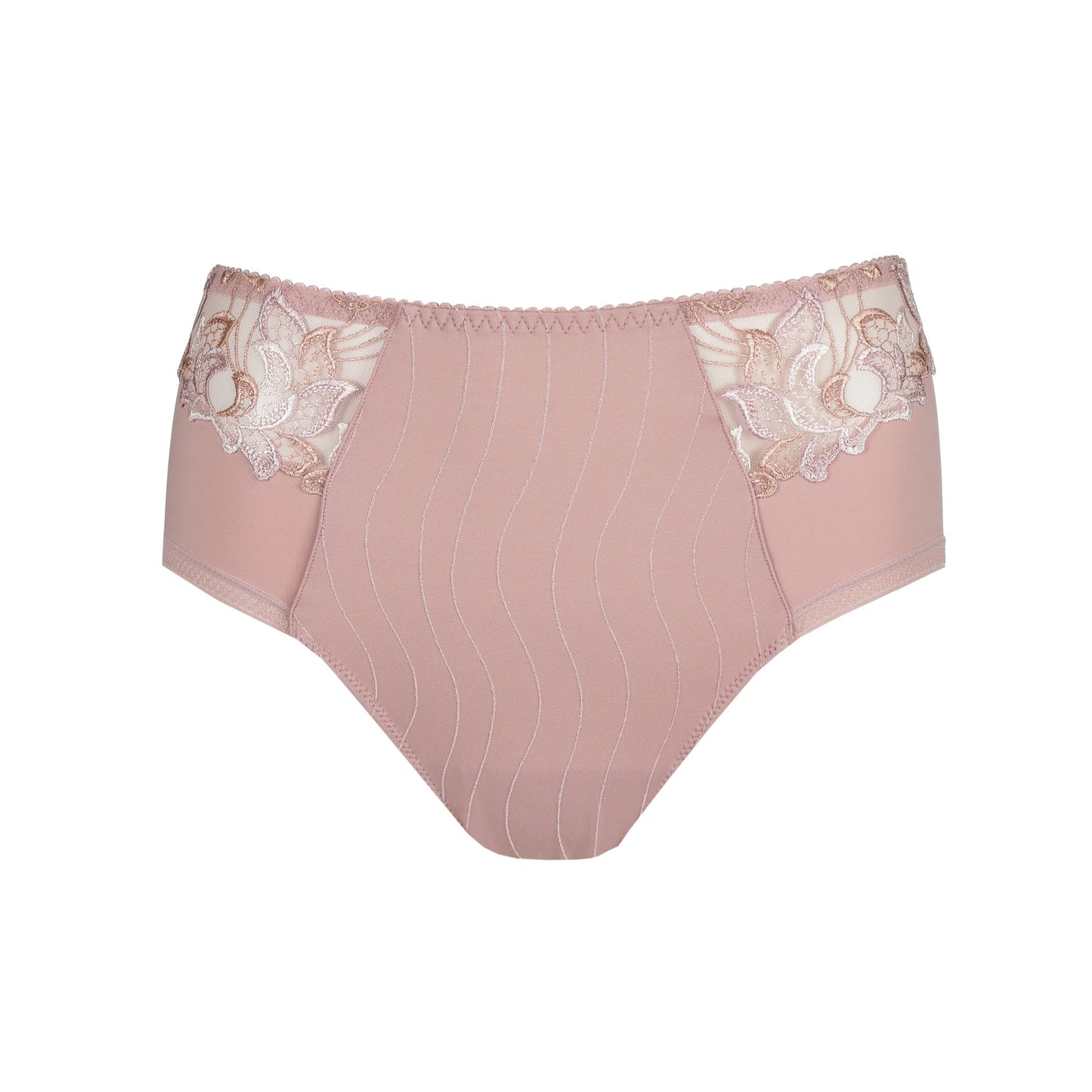 Deauville high-waisted full brief with luxurious lace in Vintage Pink by Primadonna.