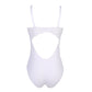 Back view of a DD+ open back bodysuit with built in full support underwire bra in white by Primadonna.