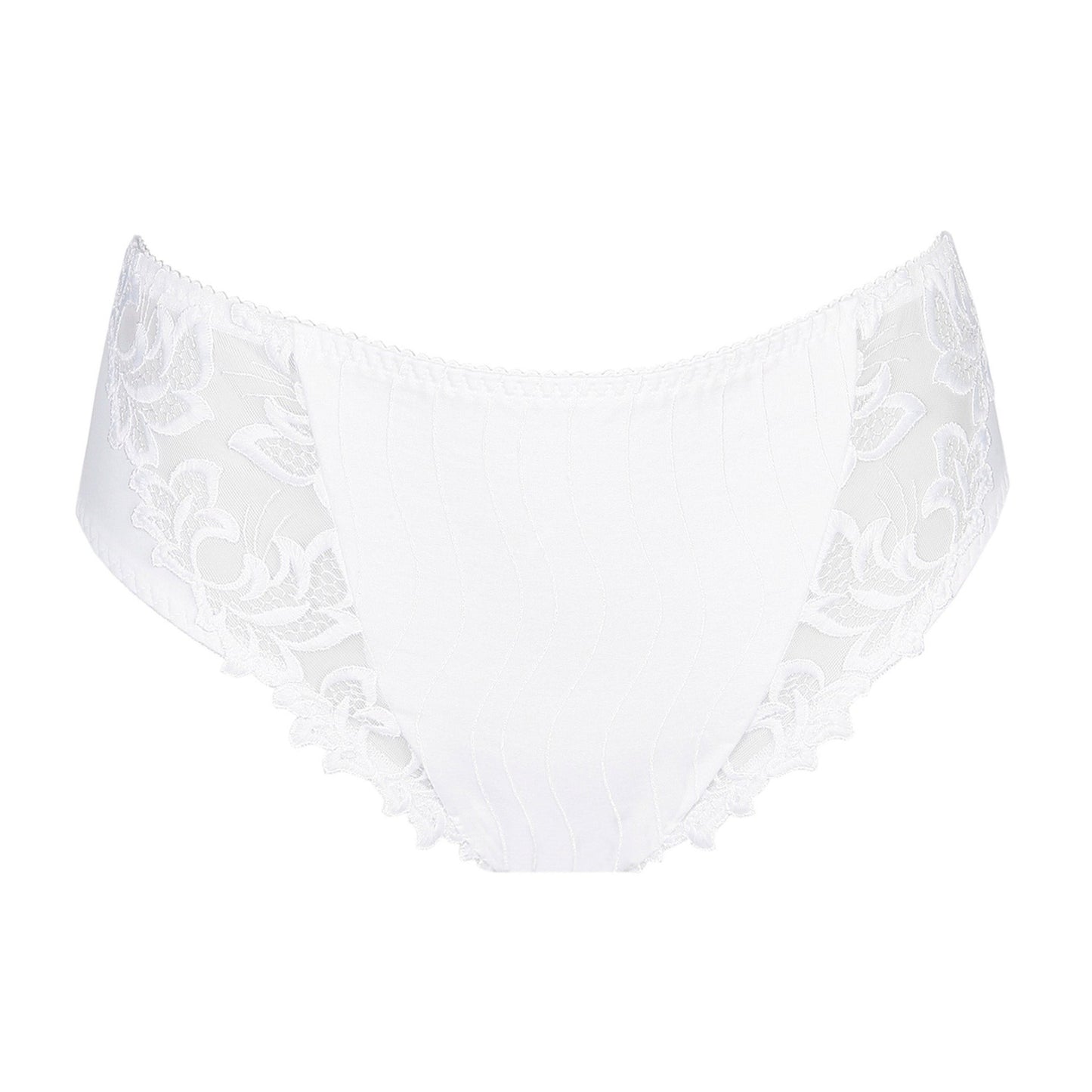 Deauville high-waisted full brief with luxurious lace in White by Primadonna.