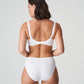 Back view of a woman wearing the Deauville full cup bra paired with the Deauville high-waisted full brief in White by Primadonna.