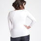 Gwen pullover white back view 3/4 sleeve.