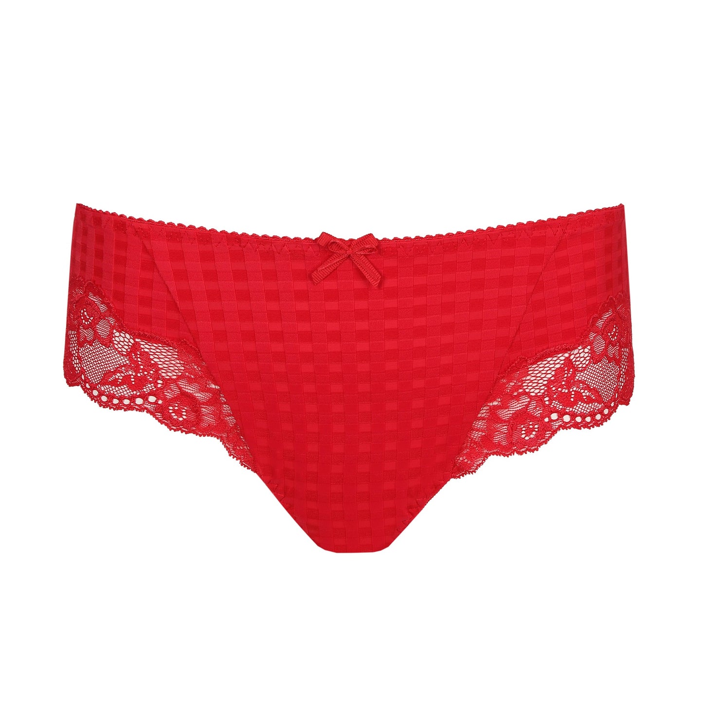 Front view of the Madison cheeky cut panty with lace inserts in Scarlet by Primadonna.